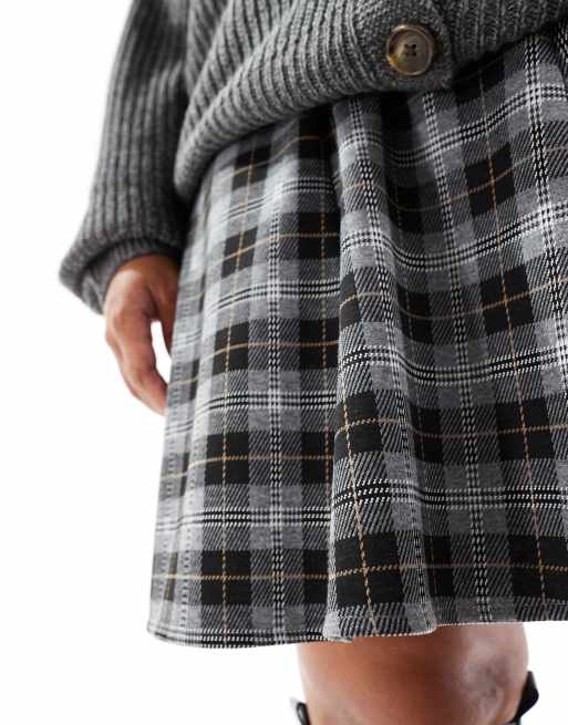 New Look Curve – Zwiewna spódnica mini w szarą kratkę, 3 z 5