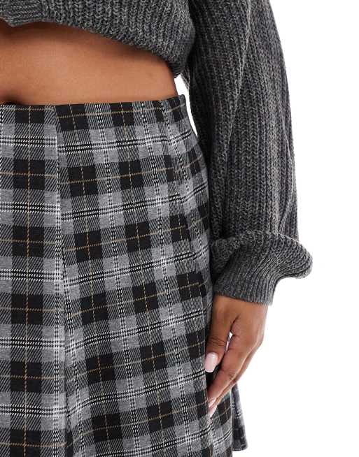 New Look Curve – Zwiewna spódnica mini w szarą kratkę, 5 z 5