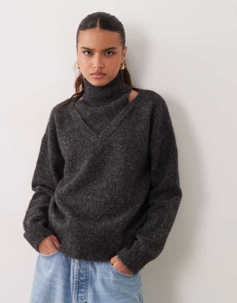 New Look cut out detail jumper in grey - view 1