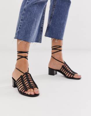 black cut out sandals