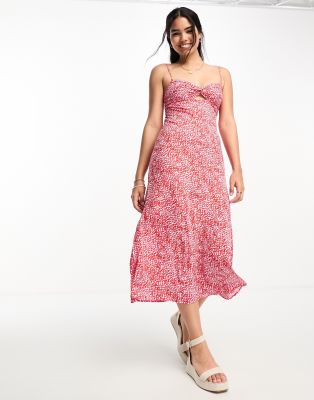 CUT-OUT STRAPPY MIDI DRESS IN PINK