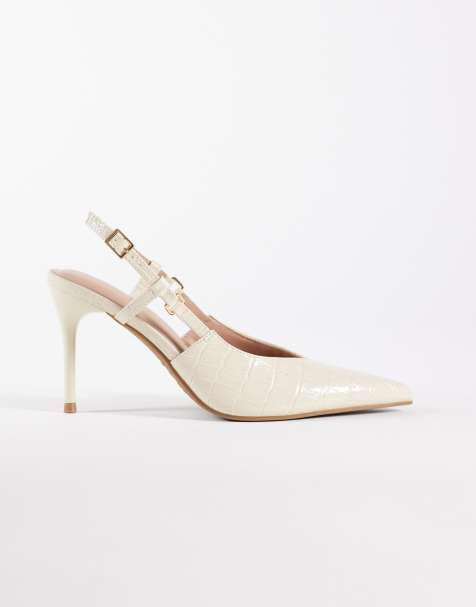 New Look cutout slingback heeled shoes in cream - view 1