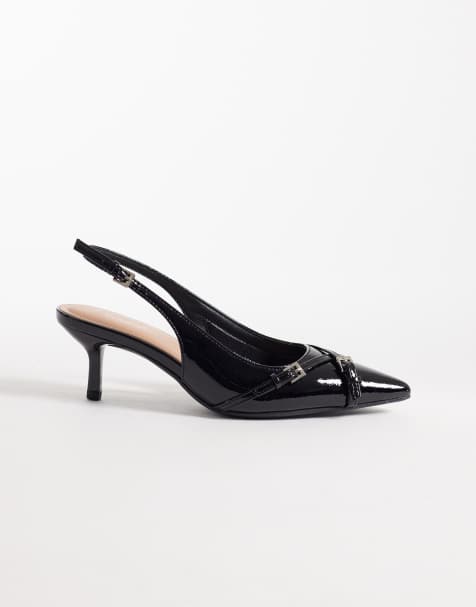 New Look – Czarne buty na obcasie z paskiem za piętą i zapięciem na klamrę - view 1