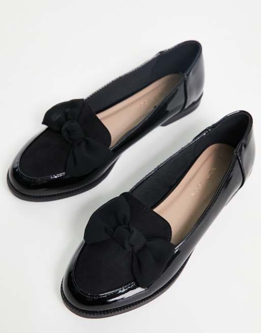 New Look – Czarne lakierowane loafersy z kokardką, 4 z 4