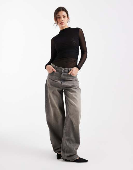 New Look – Czarne marszczone z boku body z siateczki, 2 z 4