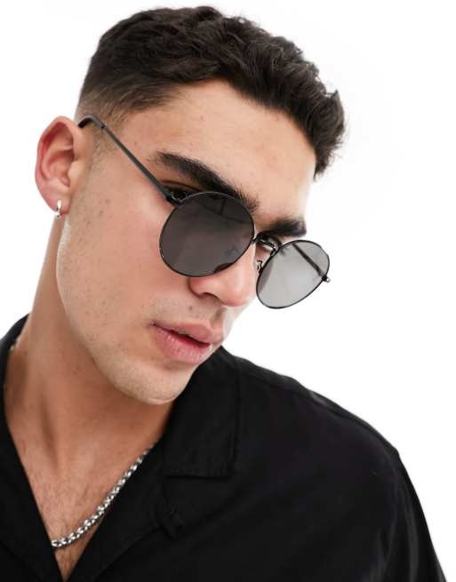 New Look – Czarne okulary przeciwsłoneczne w okrągłych metalowych oprawkach