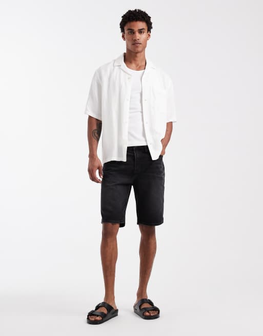 New Look – Czarne szorty jeansowe bermudy z efektem sprania, 3 z 5