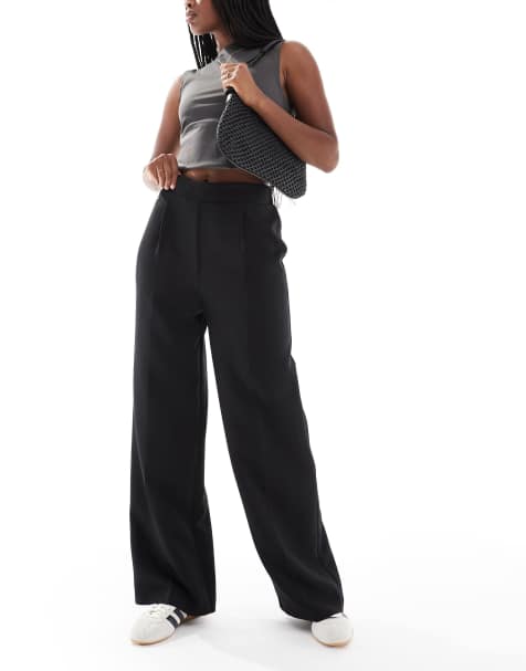 New Look pull on wide leg trouser in black