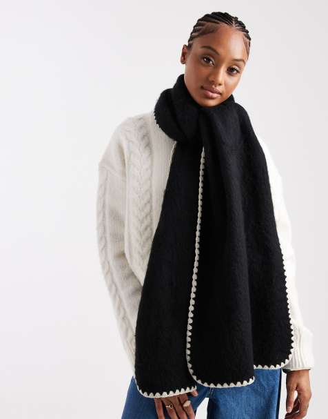 New Look whipstitch scarf in black