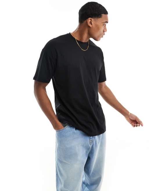 New Look – Czarny t-shirt o kroju oversize