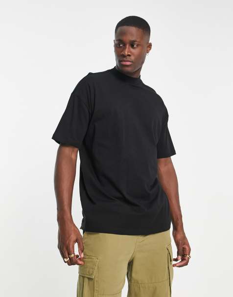 New Look – Czarny T-shirt oversize z golfem - view 1