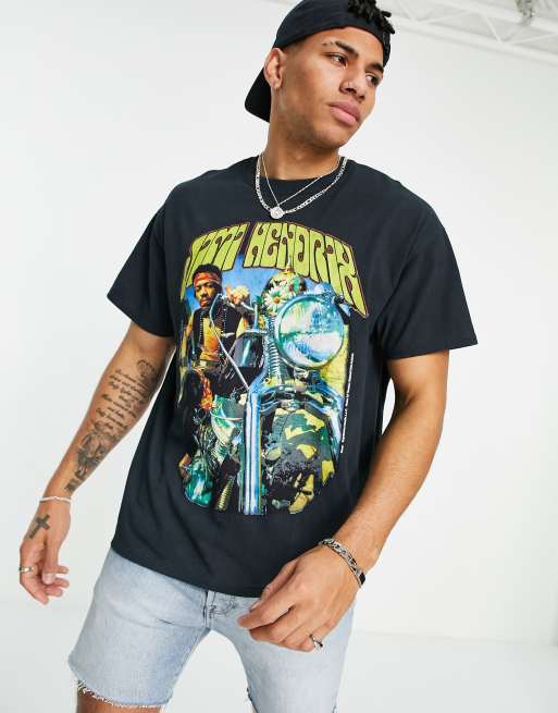 New Look – Czarny T-shirt oversize z nadrukiem Jimi'ego Hendrixa, 3 z 4