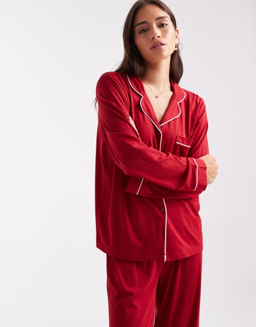 New Look – Czerwona piżama z kołnierzykiem kubańskim, 2 z 4