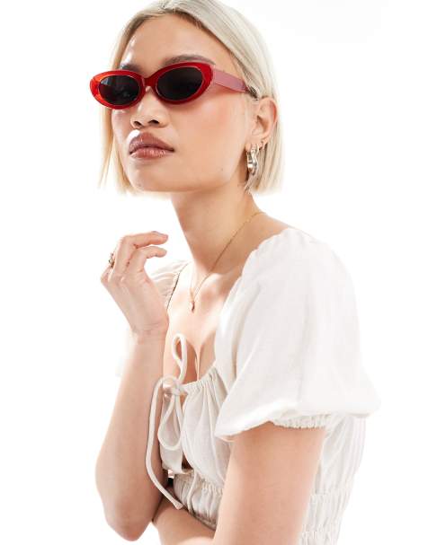 New Look – Czerwone owalne okulary przeciwsłoneczne - view 1