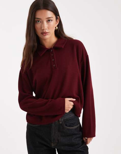 New Look button up polo jumper in red
