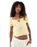 [New Look] New Look daisy milkmaid top in yellow 14 89-Yellow Pattern