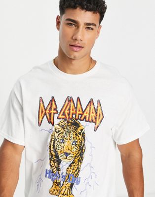 New Look def leopard t-shirt in white