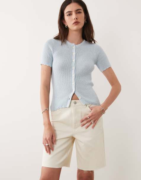 New Look - Denim bermudashort in gebroken wit - view 1