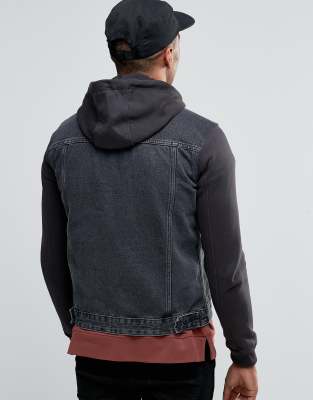 grey denim hooded jacket