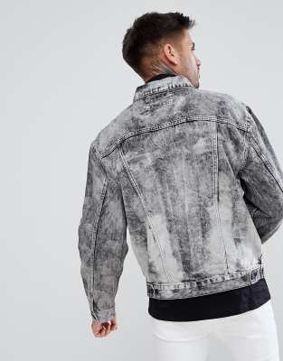 acid wash black denim jacket