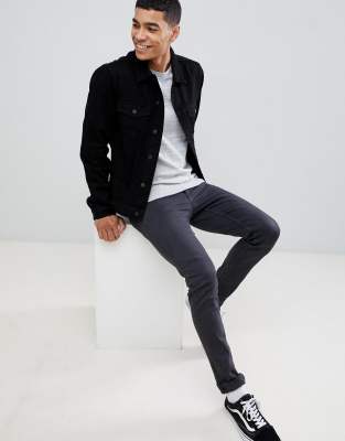 new look mens black denim jacket
