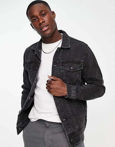 RANMCC Jean Jacket for Men Slim Fit Ripped Denim Jacket Coat 