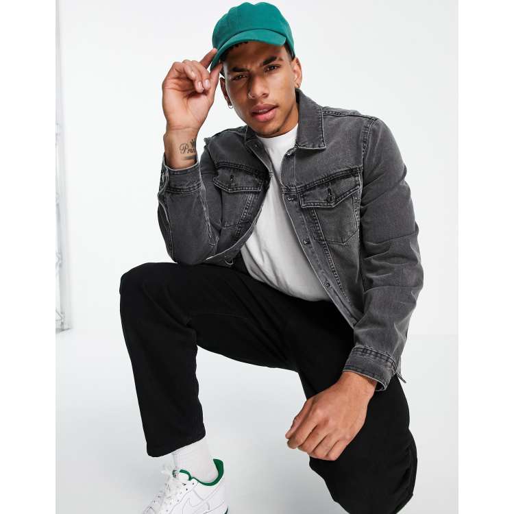 New Look denim jacket in gray wash ASOS