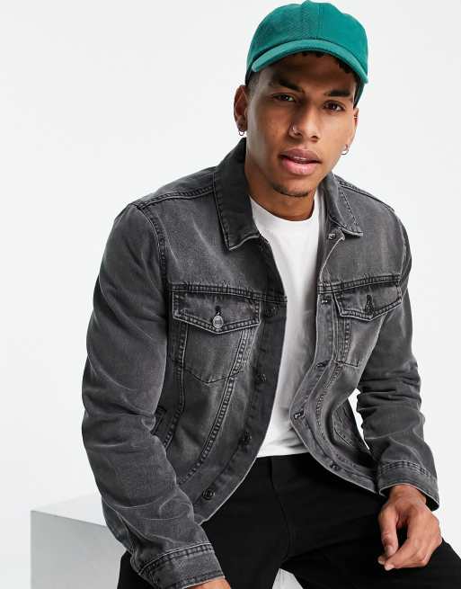 Washed grey shop denim jacket