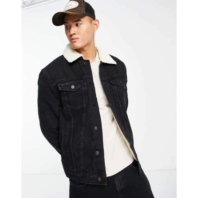 Black Fleece Lined Denim Jacket – Urban Planet