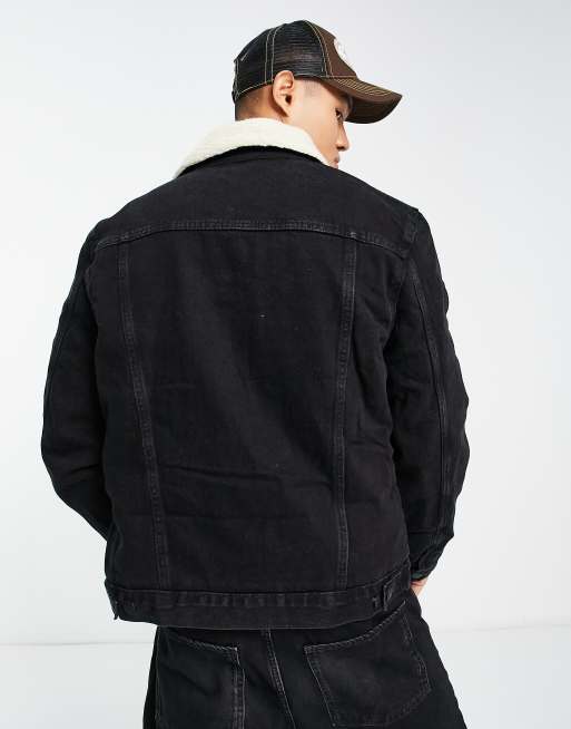 Monki borg denim hotsell trucker jacket in black