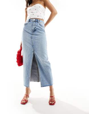 New Look denim maxi skirt in light blue