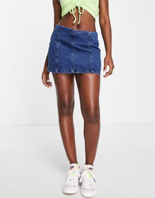 New Look New Look denim mini skirt with seam detail in blue