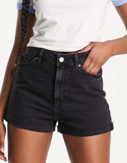 New Look denim mom shorts in black