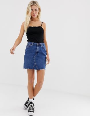 New Look denim mom skirt in blue | ASOS