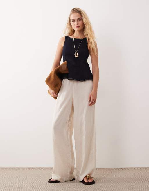 New Look denim peplum top in indigo, 2 of 4