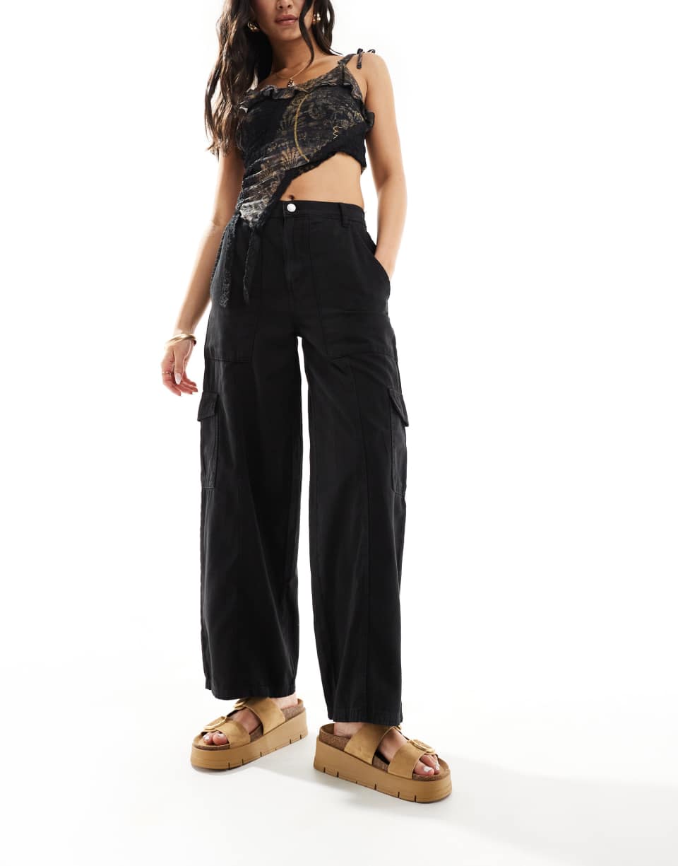 Denim cargo trousers
