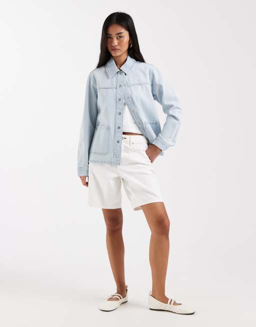 New Look denim shacket in light blue, 2 of 4