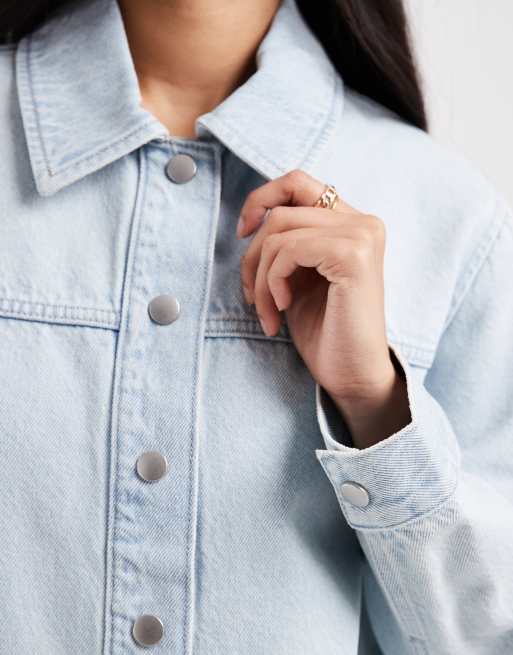 New Look denim shacket in light blue, 3 of 4