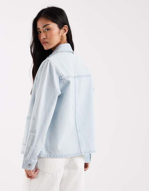 New Look denim shacket in light blue, 4 of 4