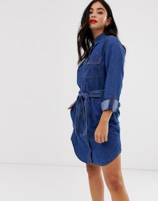 new look denim button dress