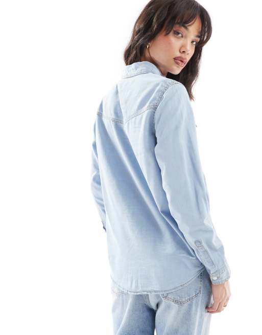 New Look denim shirt in light blue ASOS
