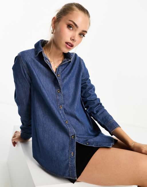 New Look denim shirt in mid blue