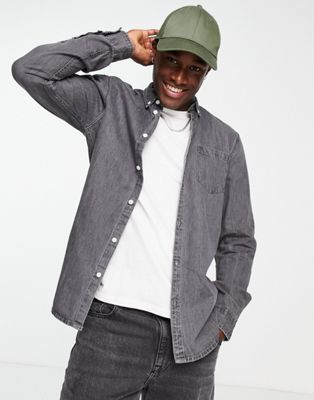 New Look denim shirt in washed black - ASOS Price Checker