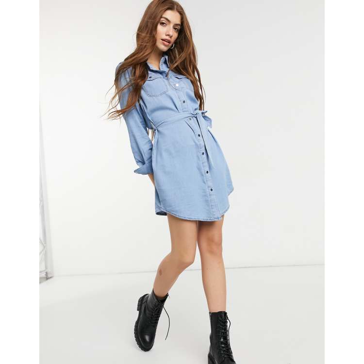 White denim dress outlet new look