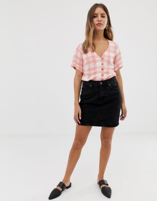 New Look denim skirt in black | ASOS