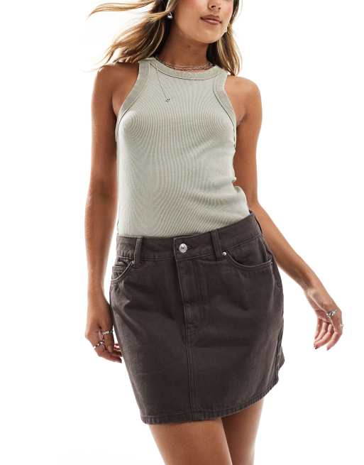 New Look denim skirt in chocolate