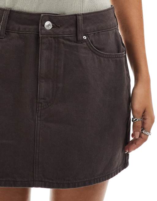 New Look denim skirt in chocolate