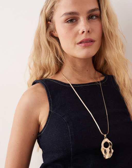New Look - Denim top met peplum in indigo, 4 van 4