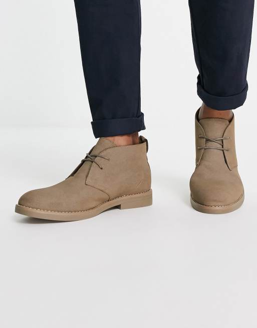 Asos design desert boots in stone suede with leather detail clearance