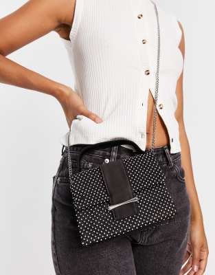 New Look diamante cross body micro bag in black | ASOS